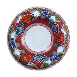 Dish with design of karahana (conventionalized) flowers, enamelled ware