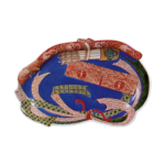 Dish with yumihama charm design, enamelled ware