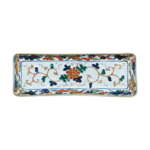 Rectangular dish with scrolling chrysanthemum design, enamelled ware