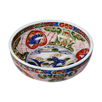 Bowl with seashore design, enamelled ware