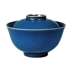 Covered tea bowl, dark blue glaze