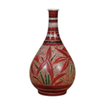 Large wine bottle with water plantain design, enamelled ware