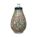 Wine bottle with melon design, enamelled ware