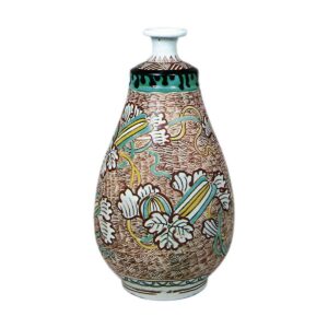 Wine bottle with melon design, enamelled ware