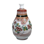 Wine bottle with peony design, enamelled ware