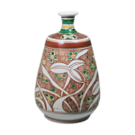 Wine bottle with water plantain design, enamelled ware