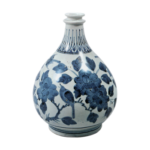 Vase with peony and bird design, blue and white