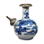 Ewer with landscape design, blue and white