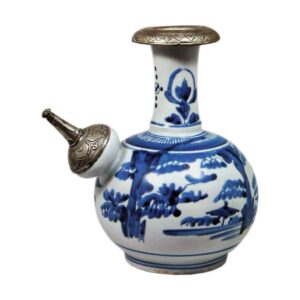 Ewer with landscape design, blue and white