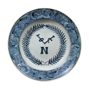 Dish with Dutch letter design, blue and white