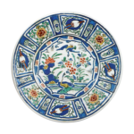 Large dish with flower-and-bird design, enamelled ware