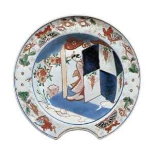 Dish with beauty design, enamelled ware