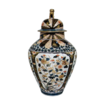 Large jar with chrysanthemum and peony design, enamelled ware