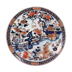 Large dish with pavilion and beauty design, enamelled ware