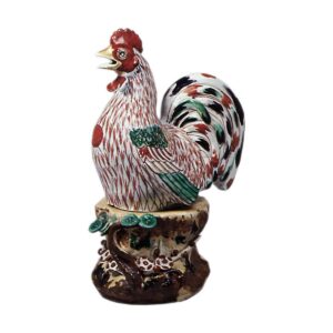 Figure of cock, enamelled ware