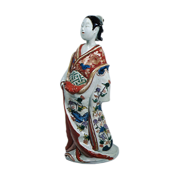 Figure of woman, enamelled ware