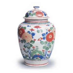 Jar with chrysanthemum design, enamelled ware