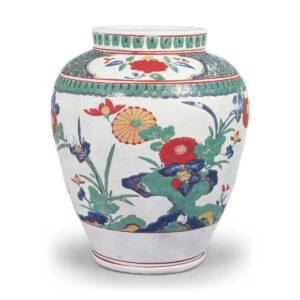 Jar with chrysanthemum design, enamelled ware