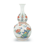 Large vase with flower-and-bird design, enamelled ware