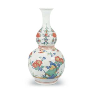 Large vase with flower-and-bird design, enamelled ware