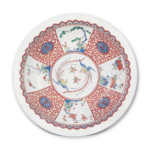 Large dish with two phoenix and peony scroll design, enamelled ware