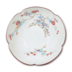 Foliated bowl with flower design, enamelled ware