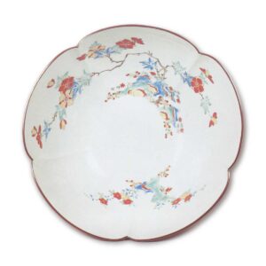 Foliated bowl with flower design, enamelled ware