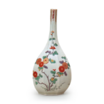 Faceted vase with chrysanthemum design, enamelled ware