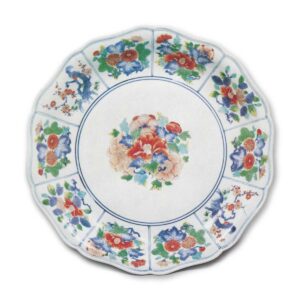 Large dish with flower design, enamelled ware