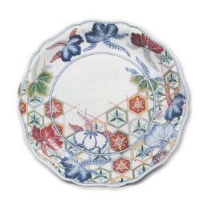 Large dish with paulownia and hexagon design, enamelled ware