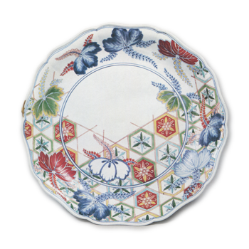 Large dish with paulownia and hexagon design, enamelled ware