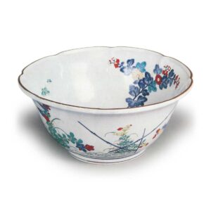 Bowl with autumn grass design, enamelled ware