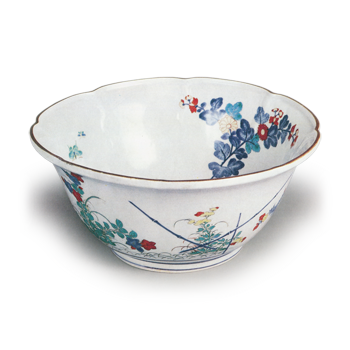 Bowl with autumn grass design, enamelled ware