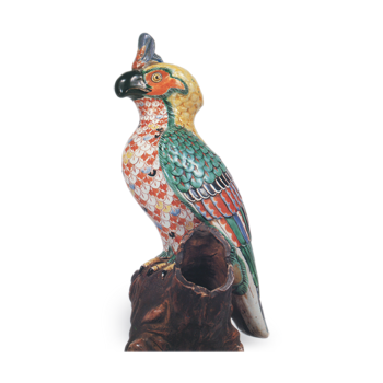 Figure of a parrot, enamelled ware