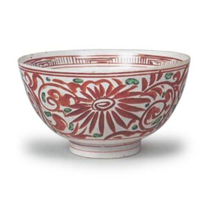 Bowl with chrysanthemum scroll design, enamelled ware