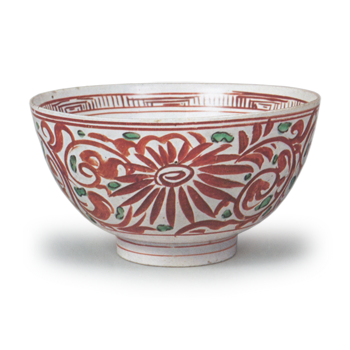 Bowl with chrysanthemum scroll design, enamelled ware