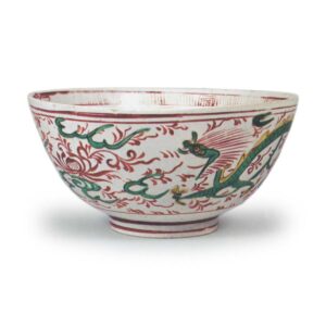 Bowl with dragon and phoenix design, enamelled ware