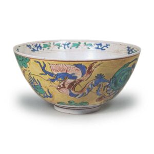 Bowl with cloud and dragon design, enamelled ware