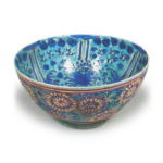 Bowl with dragon, wave and chrysanthemum design, enamelled ware