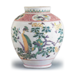 Jar with flower-and-bird design, enamelled ware