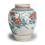 Jar wit peony design, enamelled ware