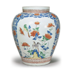 Jar with flower-and-bird design, enamelled ware