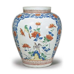 Jar with flower-and-bird design, enamelled ware