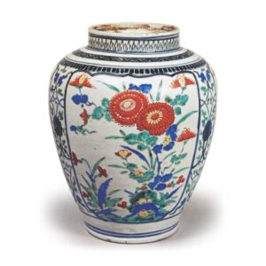 Jar with chrysanthemum design, enamelled ware