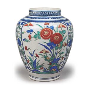 Jar with chrysanthemum design, enamelled ware