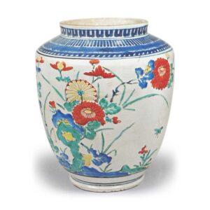 Jar with chrysanthemum design, enamelled ware