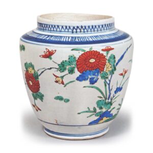 Jar with chrysanthemum design, enamelled ware