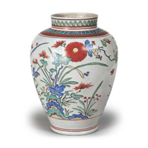 Jar with chrysanthemum design, enamelled ware