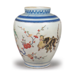Jar with pine, bamboo, plum and tiger design, enamelled ware