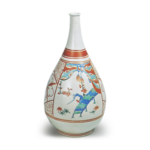 Wine bottle with plum-tree design, enamelled ware